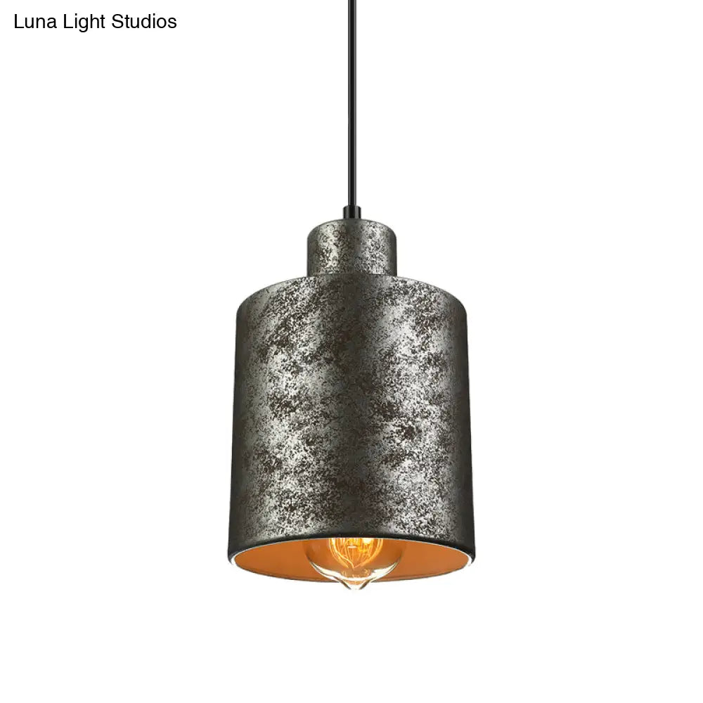 Industrial Style Iron Pendant Light Fixture - 4-Light Aged Black Shade Indoor Hanging Lighting