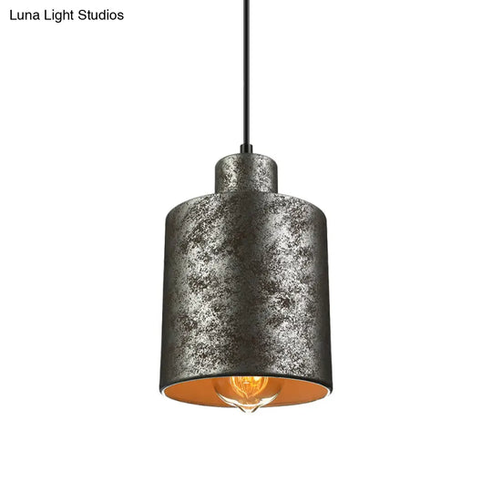 Industrial Style Iron Pendant Light Fixture - 4-Light Aged Black Shade Indoor Hanging Lighting