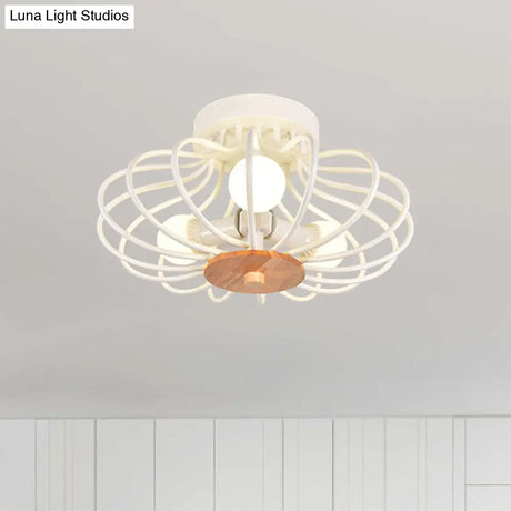 Industrial Style Metal Ceiling Light Fixture - Fan Shaped Semi-Flush Mount With 3/5 Heads