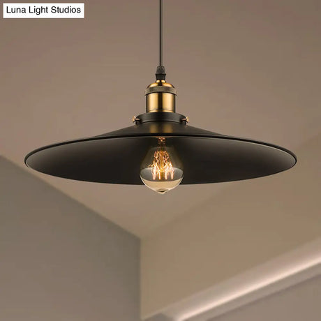 Industrial Style Metal Conic Ceiling Pendant With 1 Light In Brass/Weathered Brass