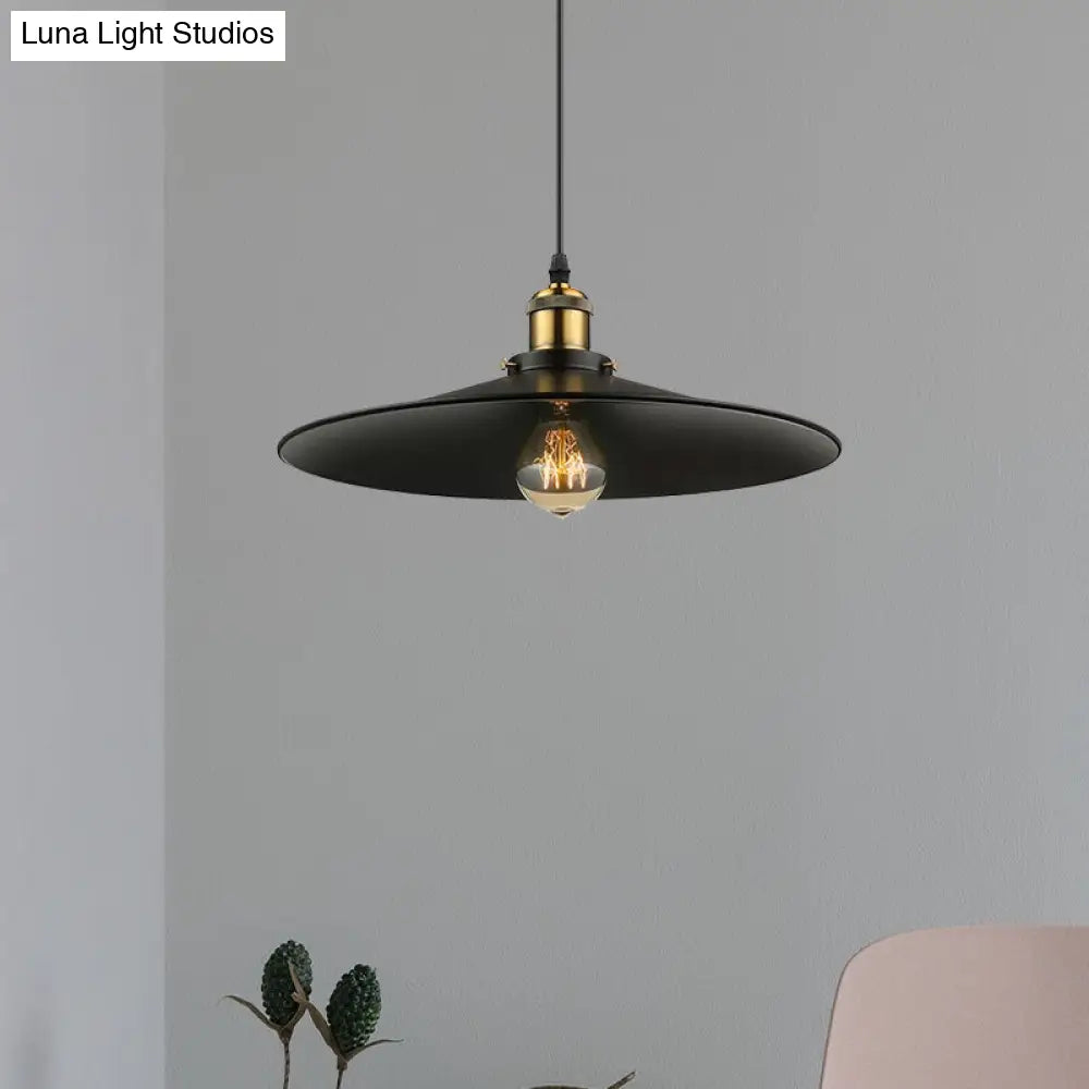 Industrial Style Metal Conic Ceiling Pendant - 1-Light Brass/Weathered Brass Dining Table Fixture