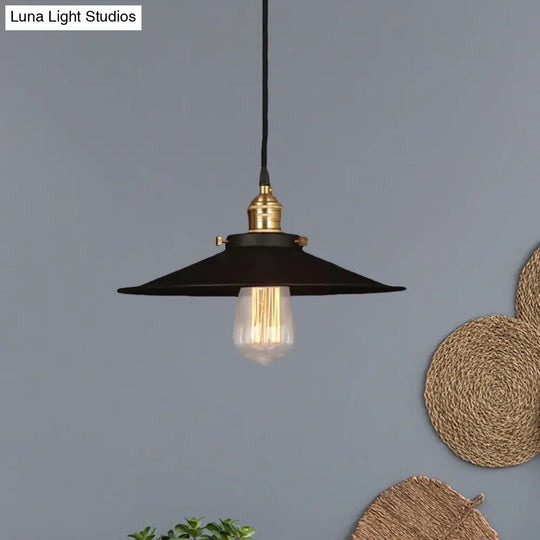 Industrial Style Metal Conic Ceiling Pendant - 1-Light Brass/Weathered Brass Dining Table Fixture