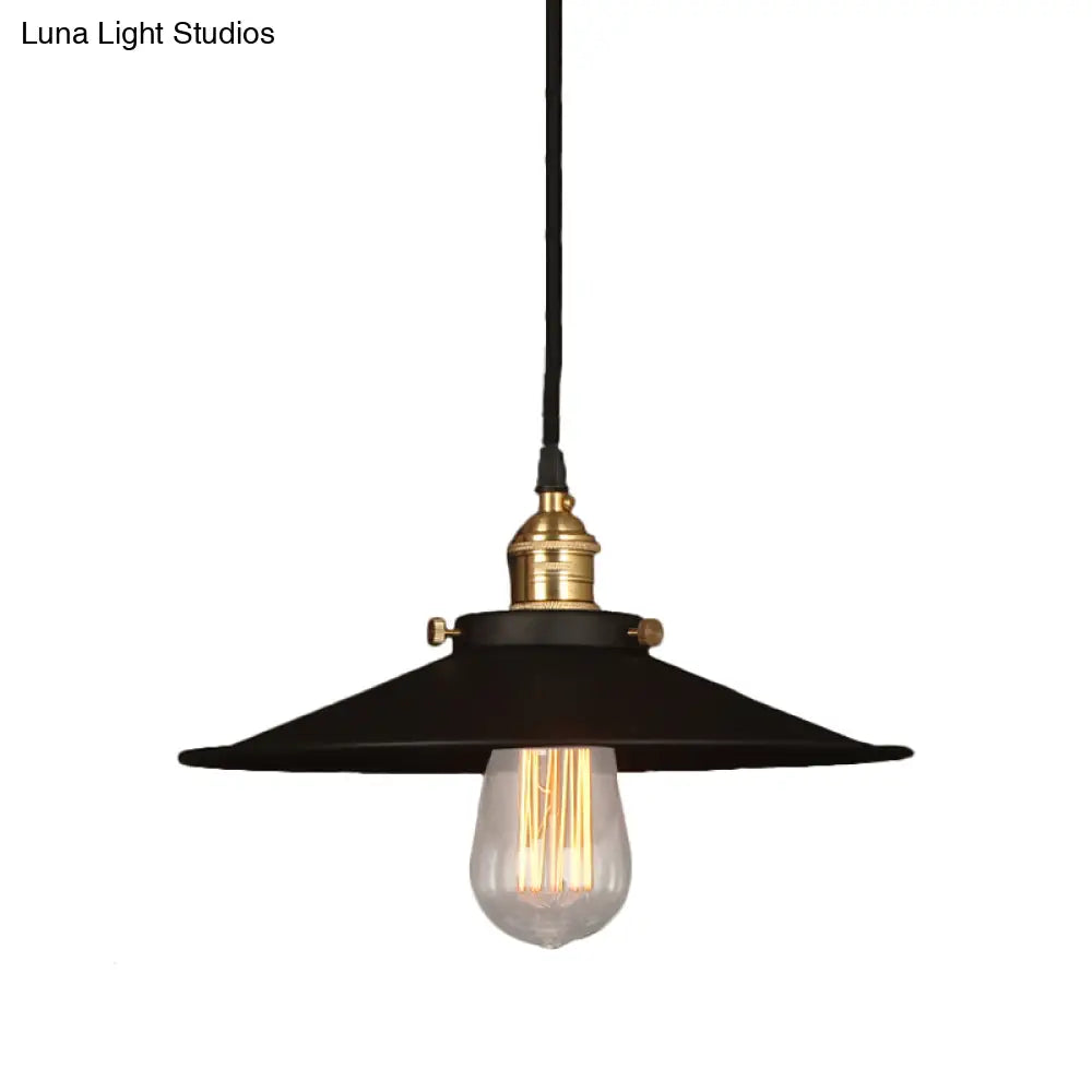 Industrial Style Metal Conic Ceiling Pendant With 1 Light In Brass/Weathered Brass