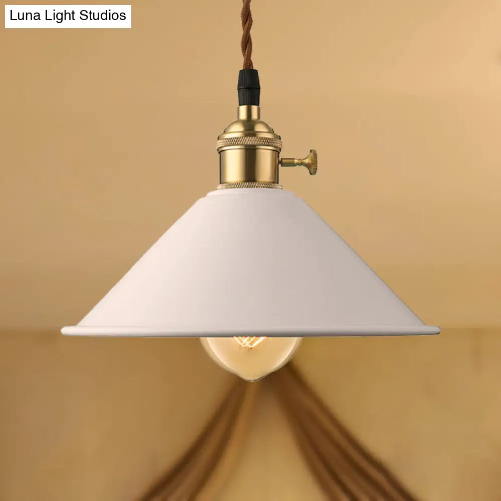 Industrial Style Metal Conic Shade Dining Room Ceiling Light Fixture - 1 Gray/White/Pink Pendant