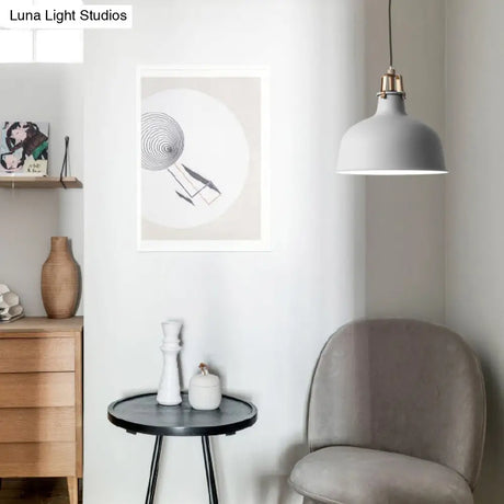 Industrial Style Metal Pendant Light With Adjustable Cord - 1-Light 8.5’/13’ Width Domed