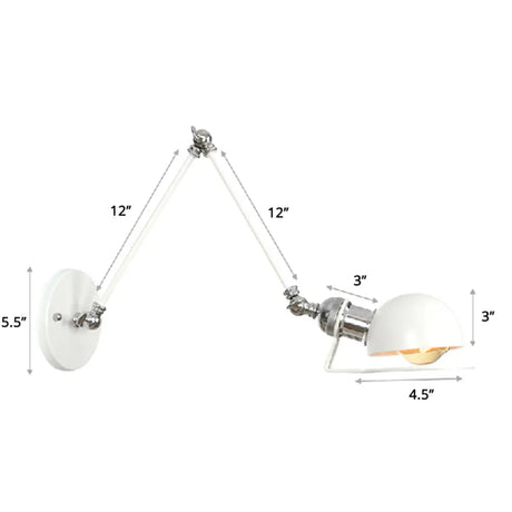 Industrial Style Metal Wall Lamp - Swing Arm Mounted Reading Light White / 12+12