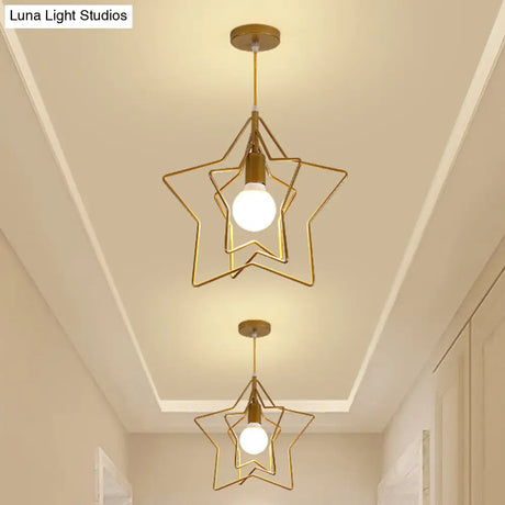 Industrial Style Metal Wire Cage Pendant Light Fixture For Foyer