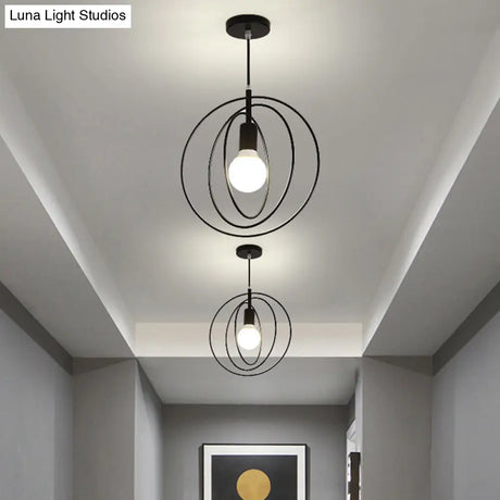 Industrial Style Metal Wire Cage Pendant Light Fixture For Foyer