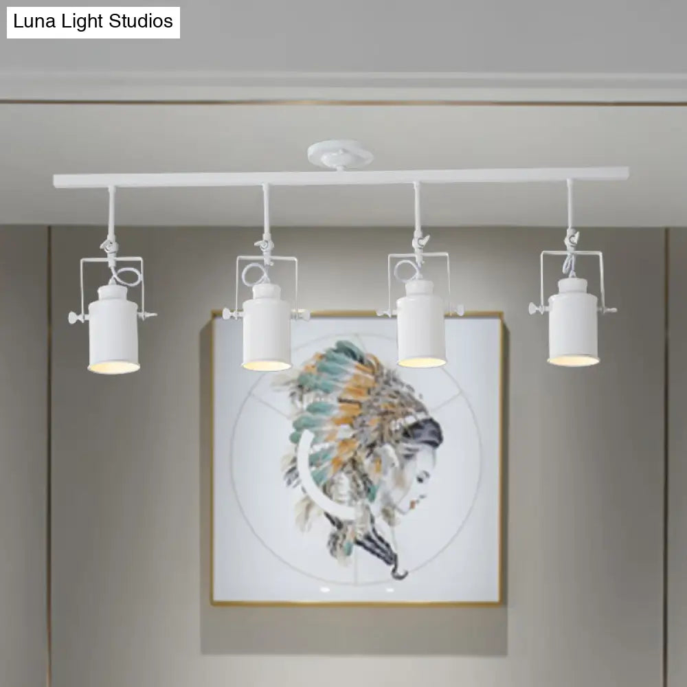 Industrial Style Metallic Cylinder Dining Room Semi-Flush Light Track Fixture - Rotatable