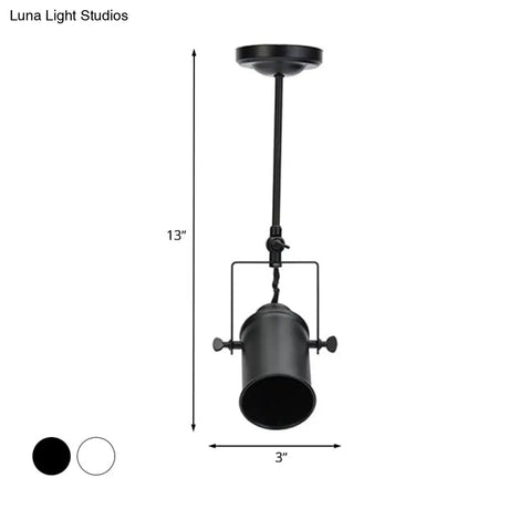 Industrial Style Metallic Cylinder Dining Room Semi-Flush Light Track Fixture - Rotatable