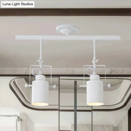 Industrial Style Metallic Cylinder Dining Room Semi-Flush Light Track Fixture - Rotatable