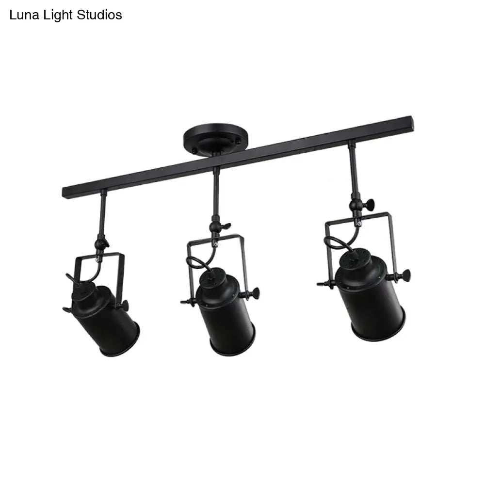 Industrial Style Metallic Cylinder Dining Room Semi-Flush Light Track Fixture - Rotatable