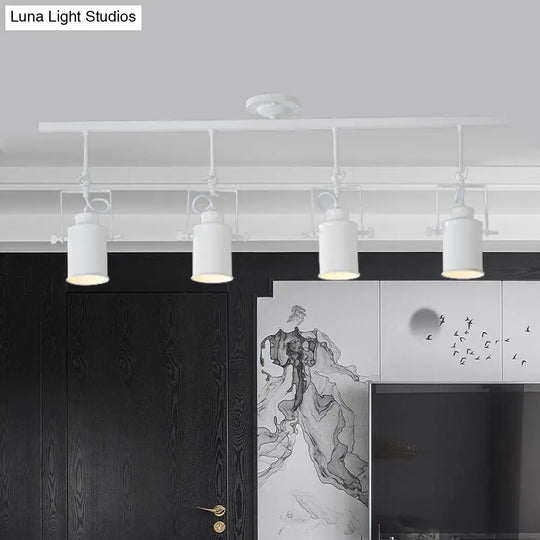 Industrial Style Metallic Cylinder Dining Room Semi-Flush Light Track Fixture - Rotatable