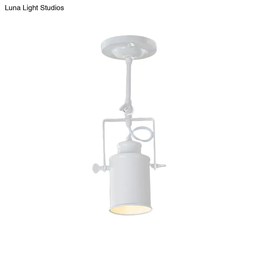 Industrial Style Metallic Cylinder Dining Room Semi-Flush Light Track Fixture - Rotatable