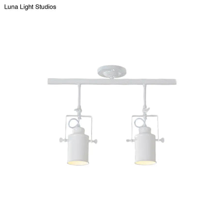 Industrial Style Metallic Cylinder Dining Room Semi-Flush Light Track Fixture - Rotatable