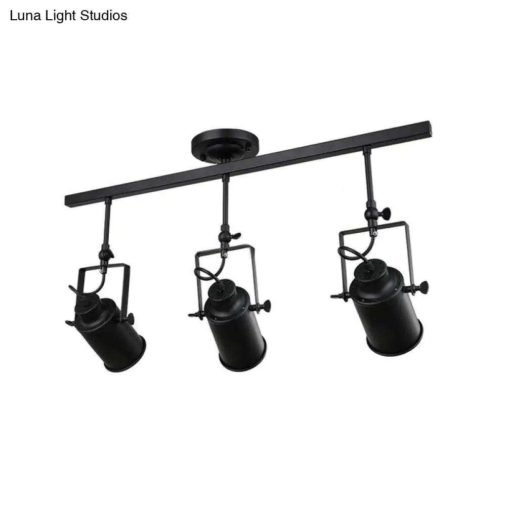 Industrial Style Metallic Cylinder Dining Room Semi-Flush Light Track Fixture - Rotatable
