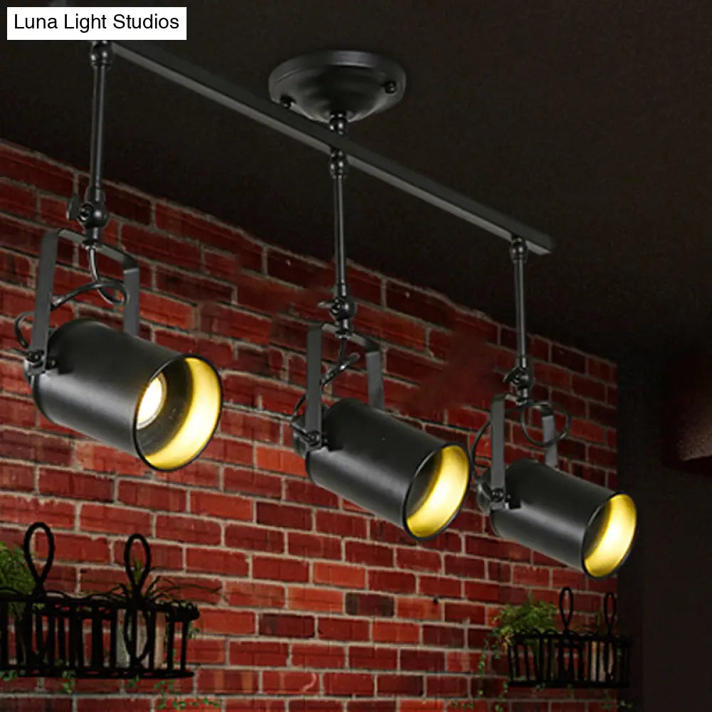 Industrial Style Metallic Cylinder Dining Room Semi-Flush Light Track Fixture - Rotatable