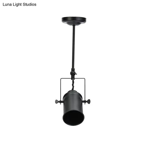 Industrial Style Metallic Cylinder Dining Room Semi-Flush Light Track Fixture - Rotatable