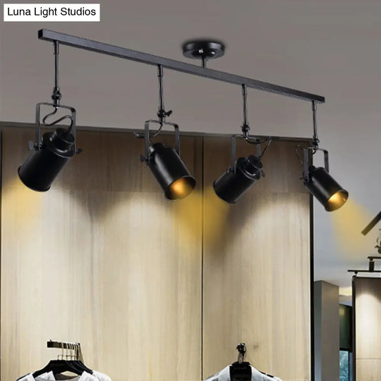 Industrial Style Metallic Cylinder Dining Room Semi-Flush Light Track Fixture - Rotatable