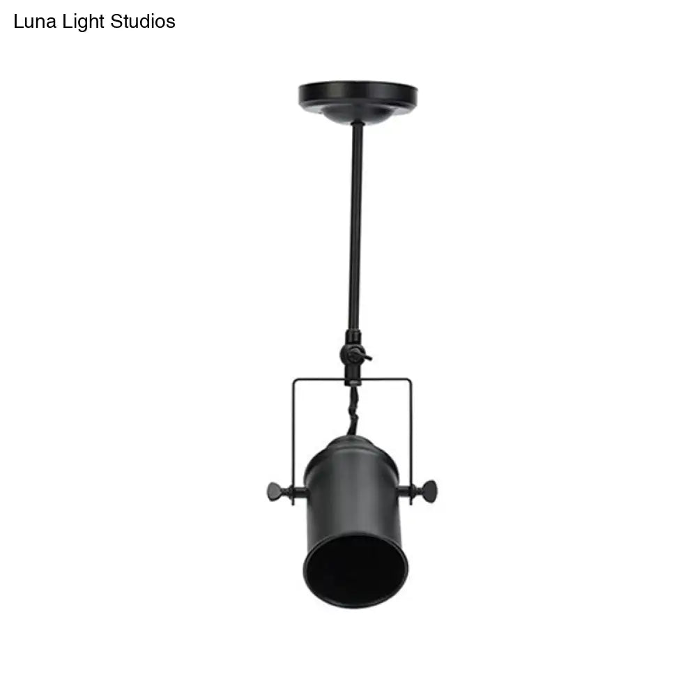 Industrial Style Metallic Cylinder Dining Room Semi-Flush Light Track Fixture - Rotatable