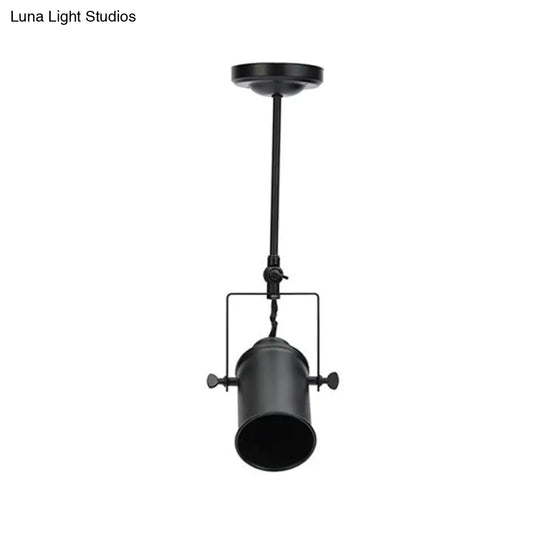 Industrial Style Metallic Cylinder Dining Room Semi-Flush Light Track Fixture - Rotatable