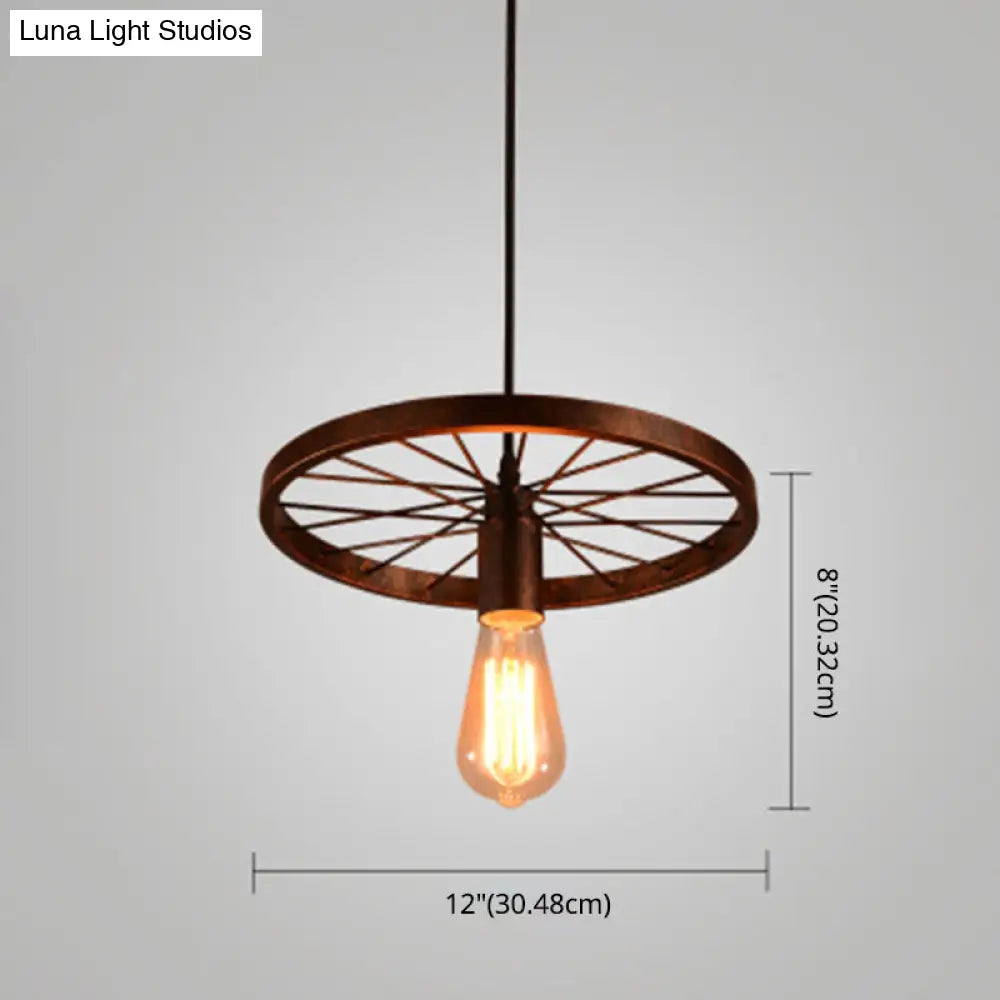 Industrial Style Metallic Multi-Light Pendant With Wheel Design - Perfect For Restaurants