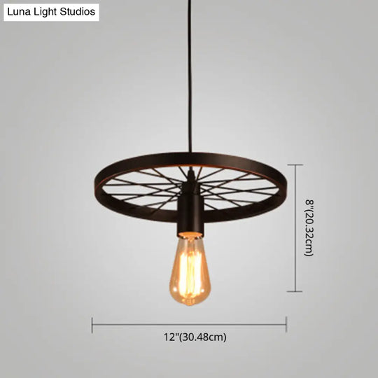 Metallic Industrial Style Multi-Light Pendant With Wheel Design Perfect For Restaurants