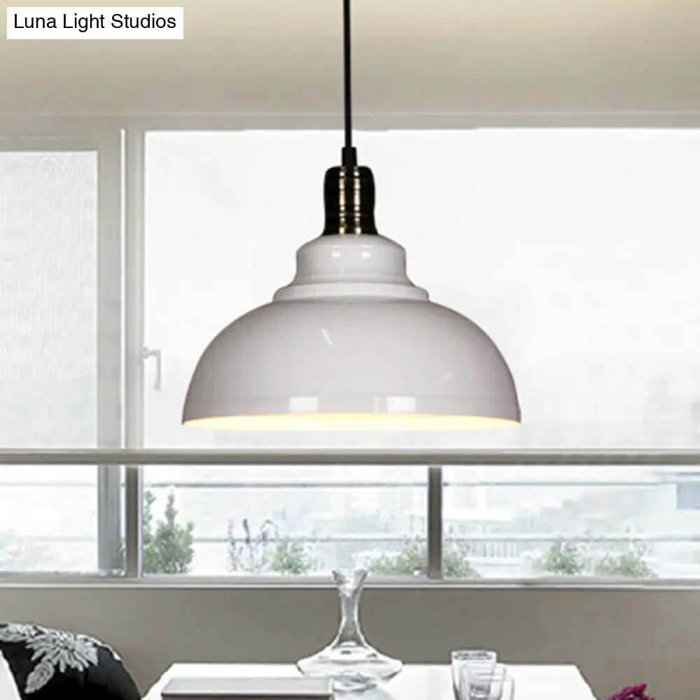 Industrial Style Metallic Pendant Ceiling Light - 12/14/16 Dia 1 Bowl Shade Black/White Inner