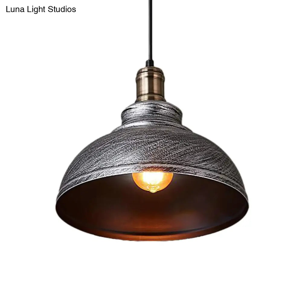 Industrial Style Metallic Pendant Ceiling Light - 12/14/16 Dia 1 Bowl Shade Black/White Inner