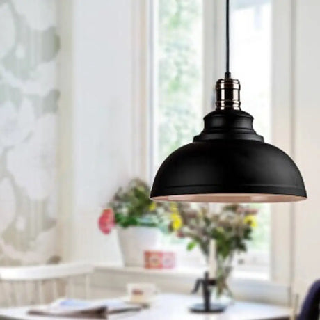 Industrial Style Metallic Pendant Ceiling Light - 12’/14’/16’ Dia 1 Bowl Shade Black/White