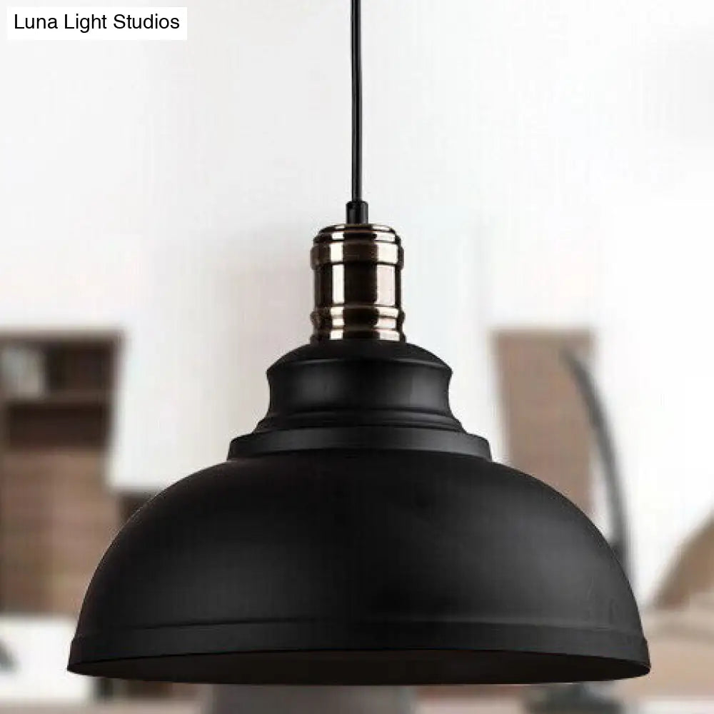 Industrial Style Metallic Pendant Ceiling Light - 12/14/16 Dia 1 Bowl Shade Black/White Inner Black