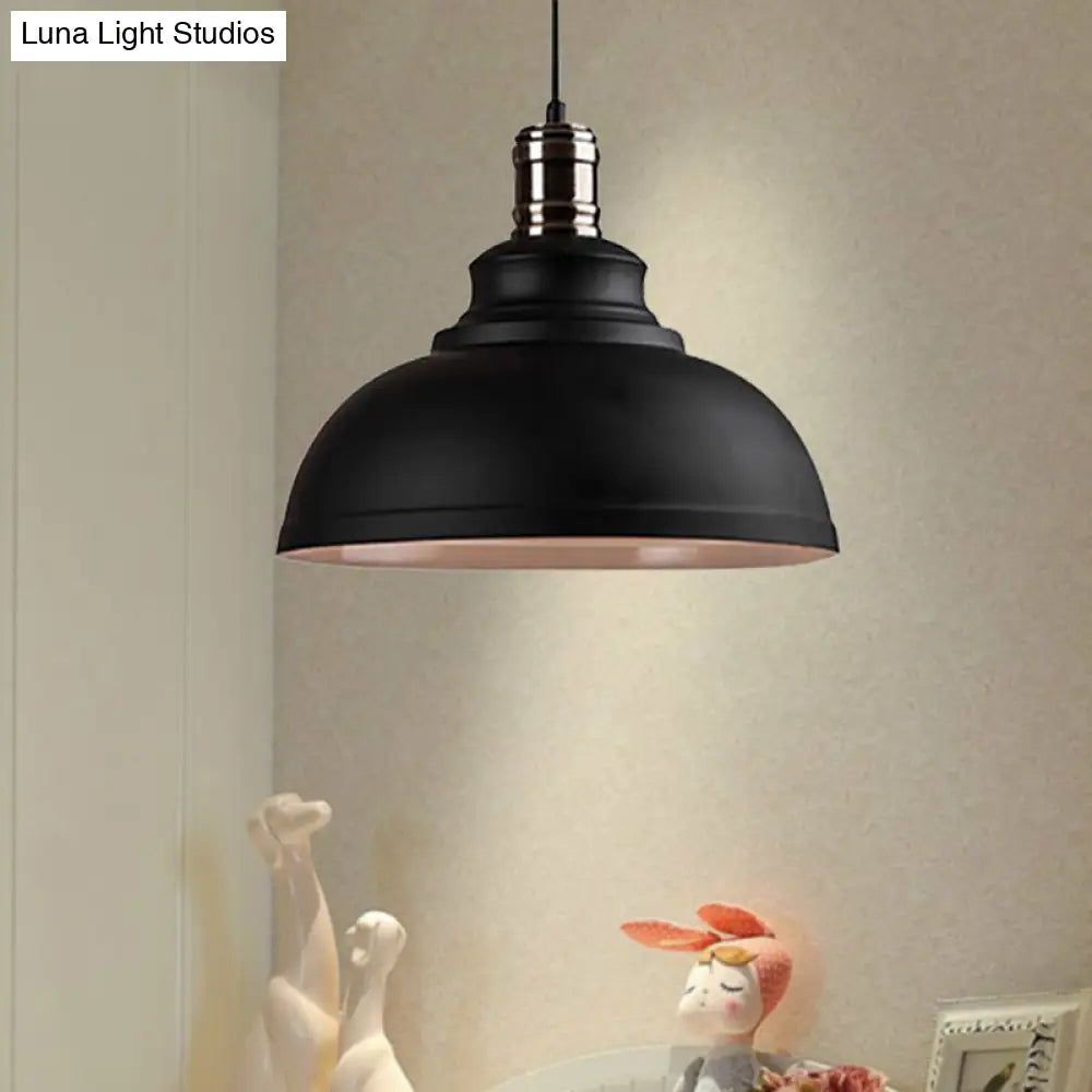 Industrial Style Metallic Pendant Ceiling Light - 12/14/16 Dia 1 Bowl Shade Black/White Inner