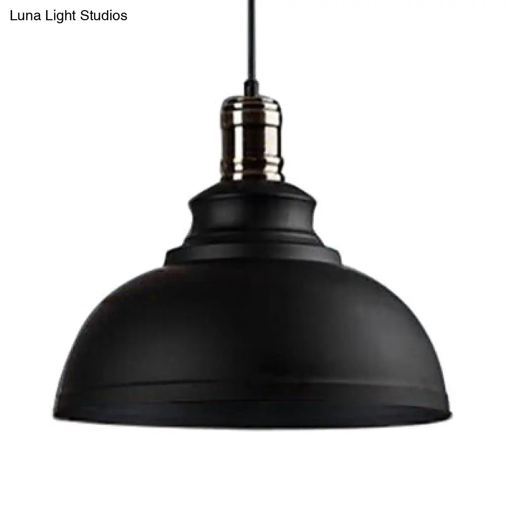 Industrial Style Metallic Pendant Ceiling Light - 12/14/16 Dia 1 Bowl Shade Black/White Inner
