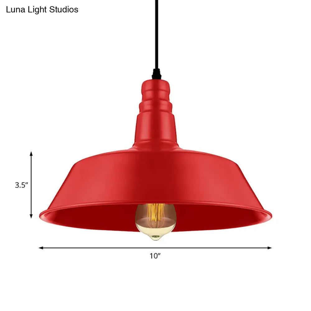 Industrial Style Metallic Pendant Lighting - 10’/14’ Wide Barn Living Room 1 Bulb Red/Green