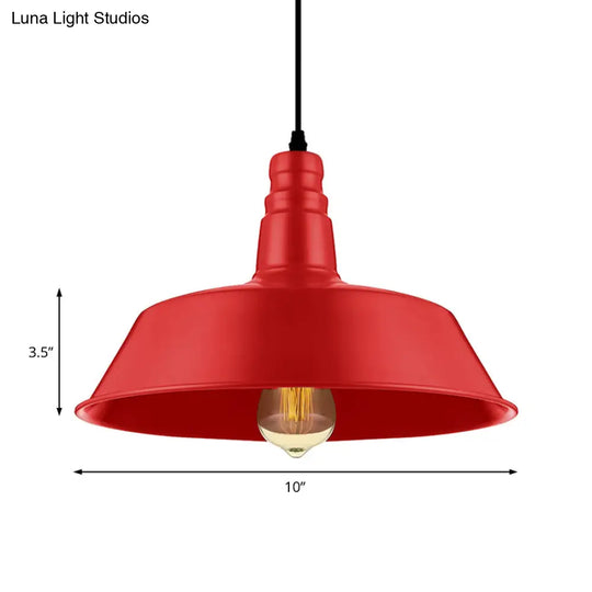 Industrial Style Metallic Pendant Lighting - 10’/14’ Wide Barn Living Room 1 Bulb Red/Green