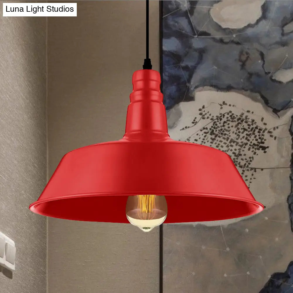 Industrial Style Metallic Pendant Lighting - 10’/14’ Wide Barn Living Room 1 Bulb Red/Green