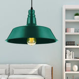 Industrial Style Metallic Pendant Lighting - 10’/14’ Wide Barn Living Room 1 Bulb Red/Green