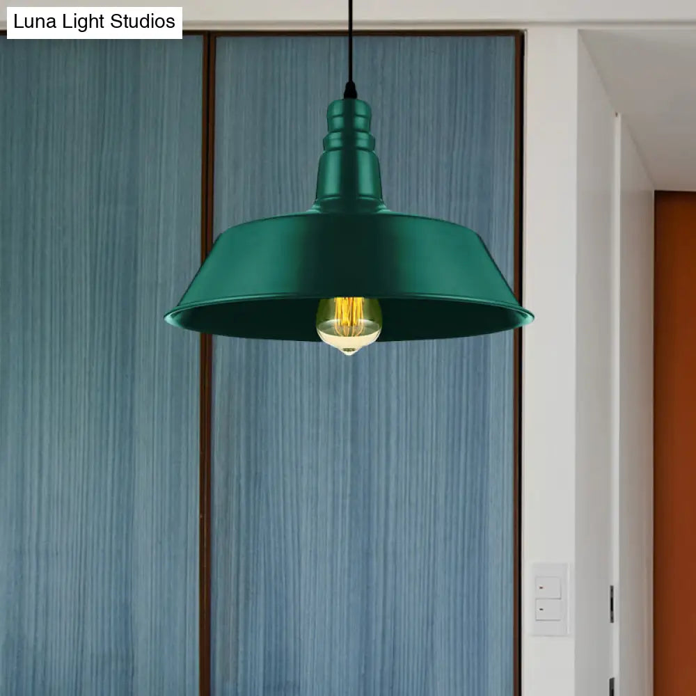 Industrial Style Metallic Pendant Lighting - 10’/14’ Wide Barn Living Room 1 Bulb Red/Green