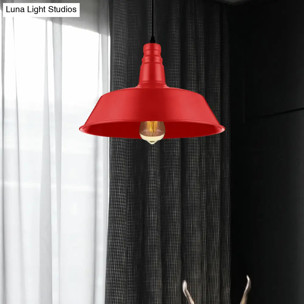 Industrial Style Metallic Pendant Lighting - 10’/14’ Wide Barn Living Room 1 Bulb Red/Green