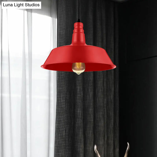 Industrial Style Metallic Pendant Lighting - 10’/14’ Wide Barn Living Room 1 Bulb Red/Green