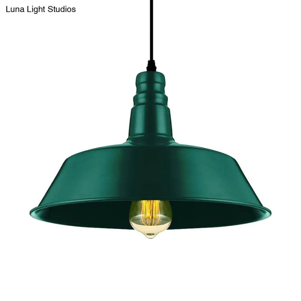Barn Living Room Pendant Lighting - Industrial Style Metallic Ceiling Light Fixture 1 Bulb Red/Green