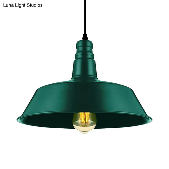 Barn Living Room Pendant Lighting - Industrial Style Metallic Ceiling Light Fixture 1 Bulb Red/Green
