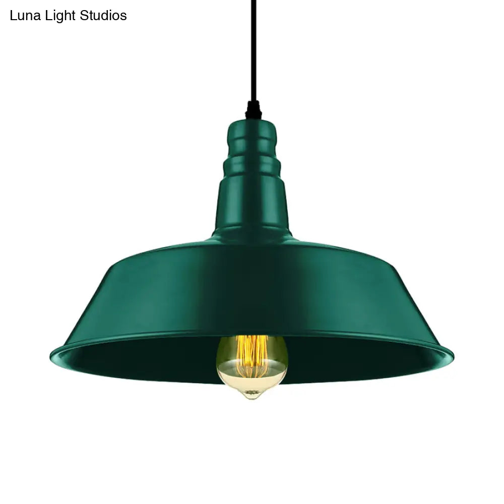 Industrial Style Metallic Pendant Lighting - 10’/14’ Wide Barn Living Room 1 Bulb Red/Green