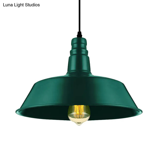 Industrial Style Metallic Pendant Lighting - 10’/14’ Wide Barn Living Room 1 Bulb Red/Green