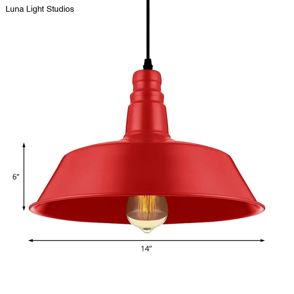 Industrial Style Metallic Pendant Lighting - 10’/14’ Wide Barn Living Room 1 Bulb Red/Green