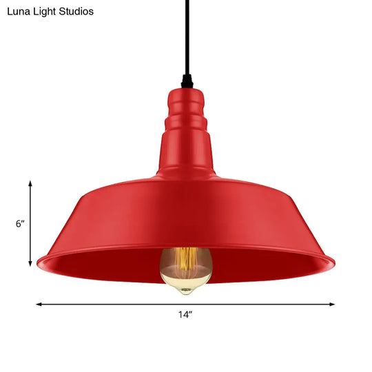 Industrial Style Metallic Pendant Lighting - 10’/14’ Wide Barn Living Room 1 Bulb Red/Green