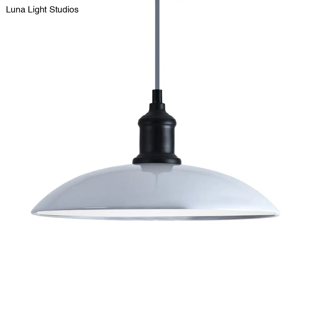 Industrial Style Metallic Saucer Pendant Light - 12.5’/16’ W 1 Black/White For Living Room Ceiling