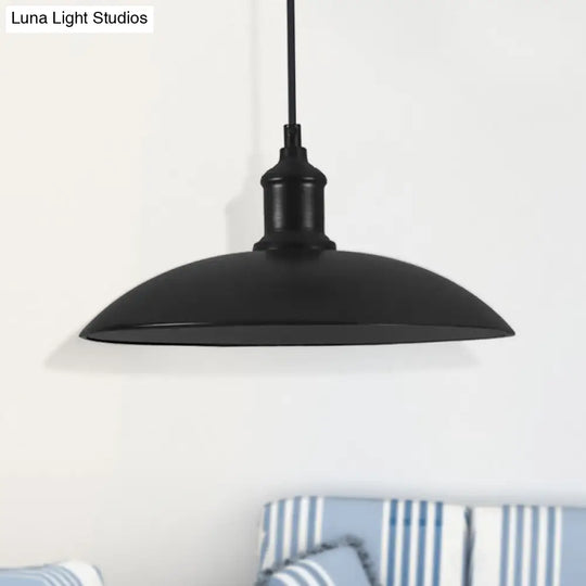Industrial Metallic Saucer Pendant Light - 12.5/16 Diameter 1 Black/White