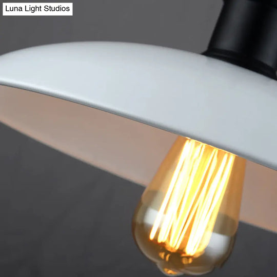 Industrial Metallic Saucer Pendant Light - 12.5/16 Diameter 1 Black/White