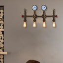 Industrial Style Pipe Wall Lamp Bronze Finish - 4 Lights Living Room Sconce With Gauge